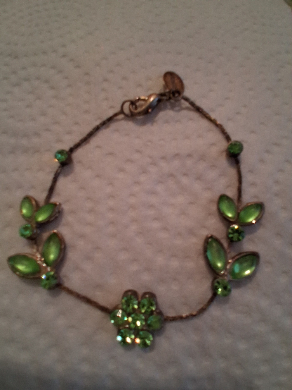 Green Crystal Floral Charm Bracelet - Women Jewelry HELP blackie RECOVERY